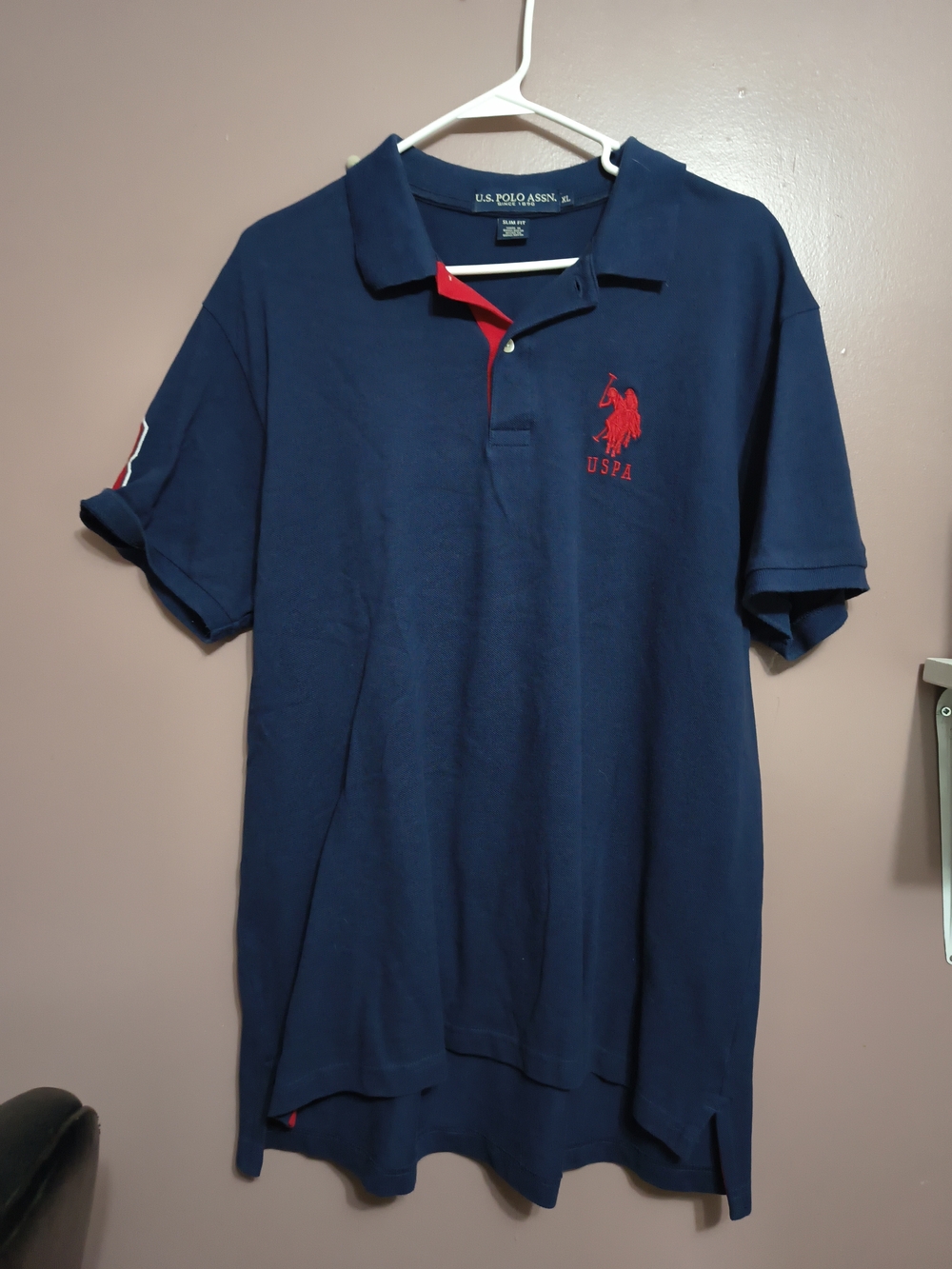U.S. Polo Assn. Navy Polo with Red Logo and Trim